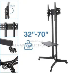Tv Stand With Rolling Wheels DVD Shelf 32”-70”
