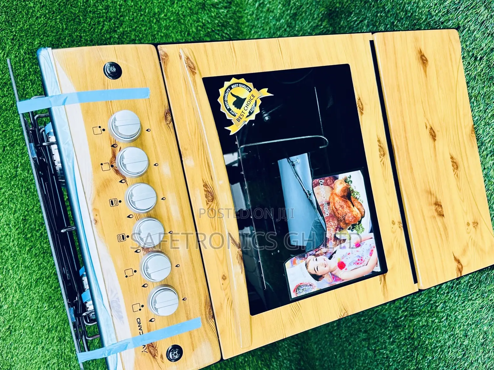 Light Wooden 4 Burner Gas Oven With Grill 50x50