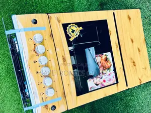 Light Wooden 4 Burner Gas Oven With Grill 50x50