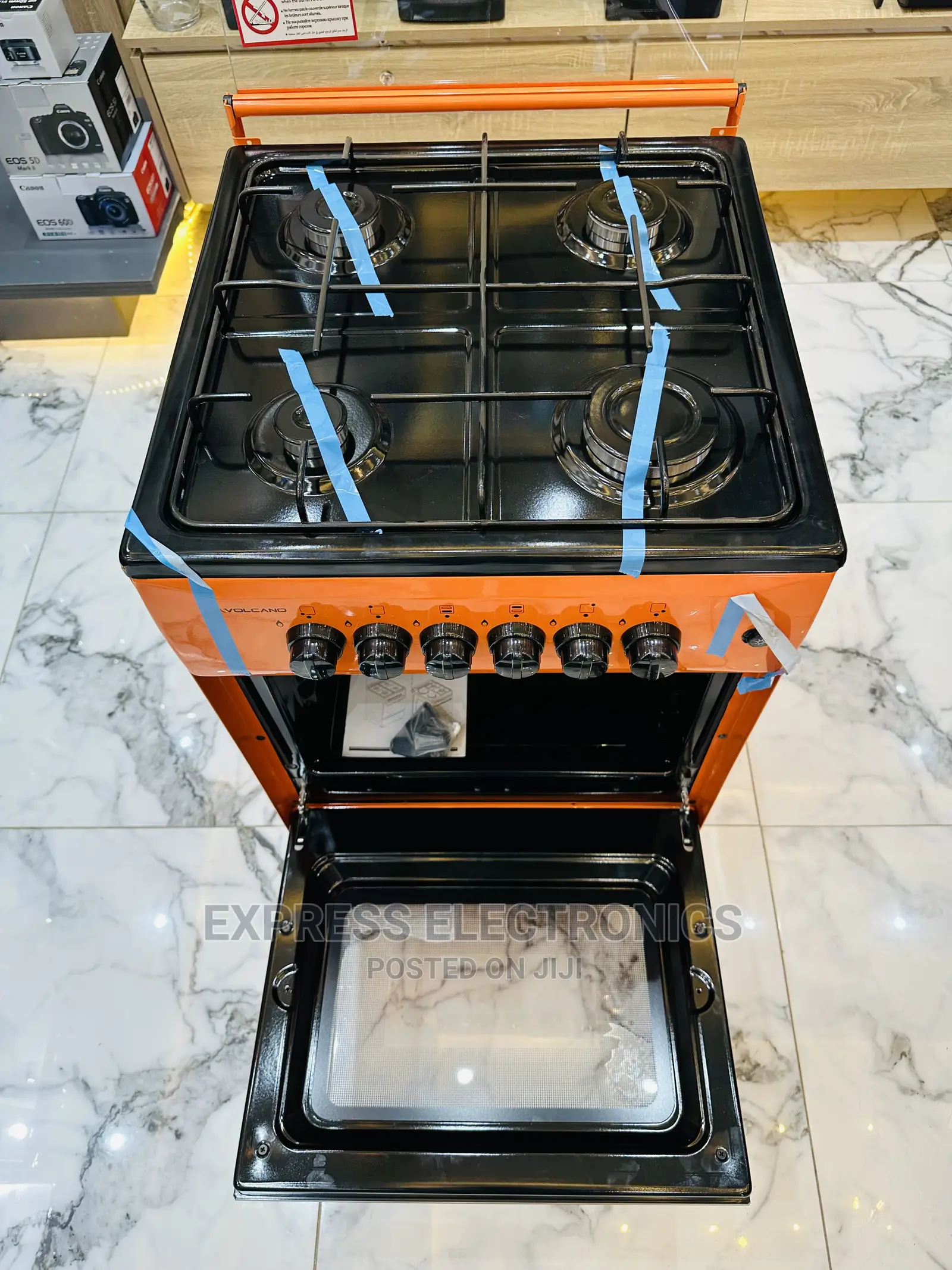 Sleek and Classic Orange Gas Cooker Oven Stove 4burner