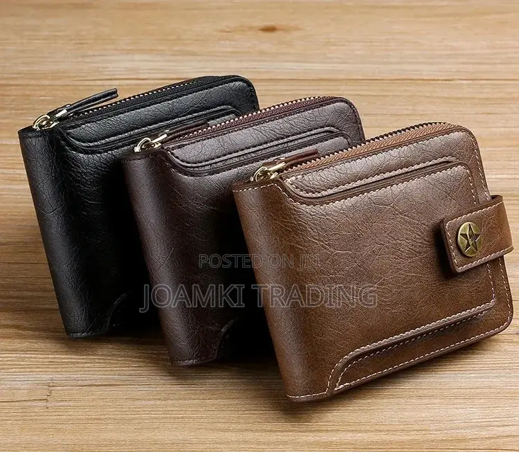 Vintage Luxury Mens Leather Wallet With Zipper Plus Hook