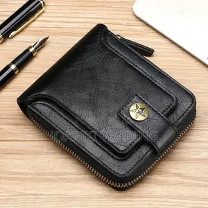 Vintage Luxury Mens Leather Wallet With Zipper Plus Hook