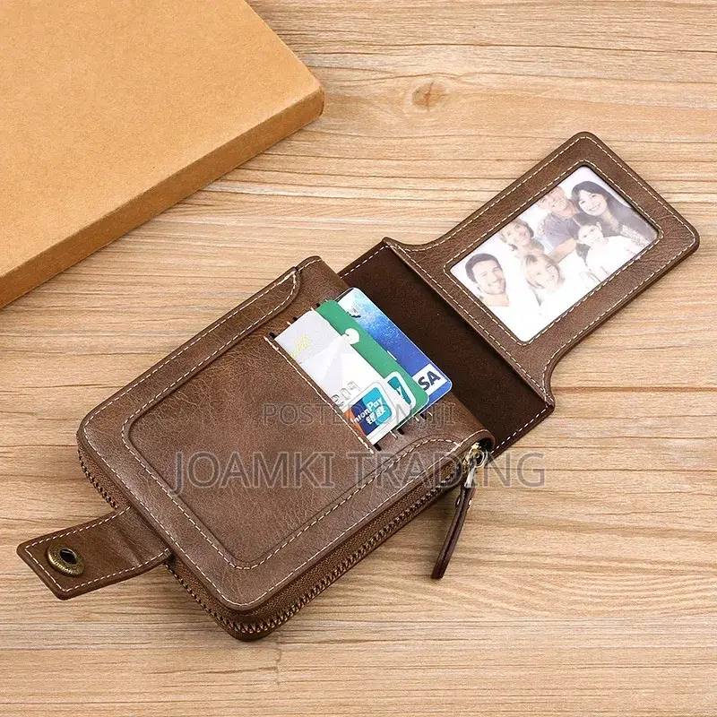 Vintage Luxury Mens Leather Wallet With Zipper Plus Hook