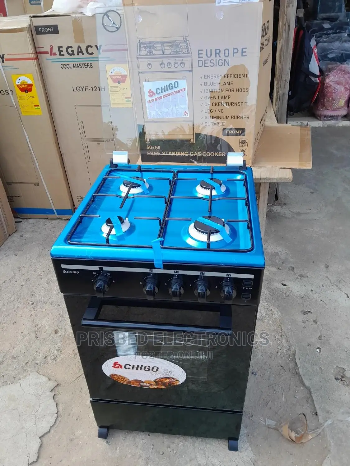 Chigo 4 Burner Gas Cooker With Oven and Grill 50*50