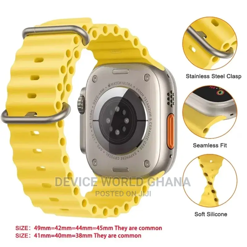 Ocean Silicone Strap for Apple Watch Series 1-9(All Sizes)