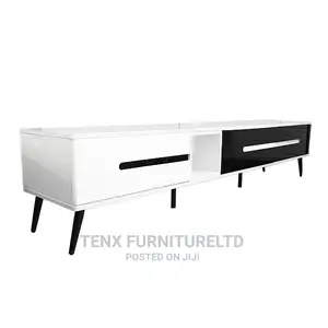 TV STAND (Glossy White and Black Color Finish With Smooth T)