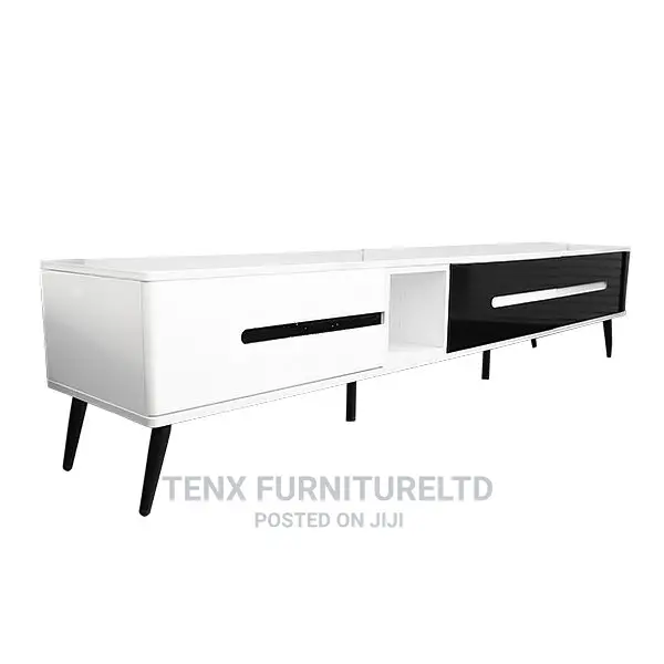 TV STAND (Glossy White and Black Color Finish With Smooth T)