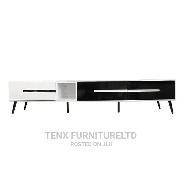 TV STAND (Glossy White and Black Color Finish With Smooth T)