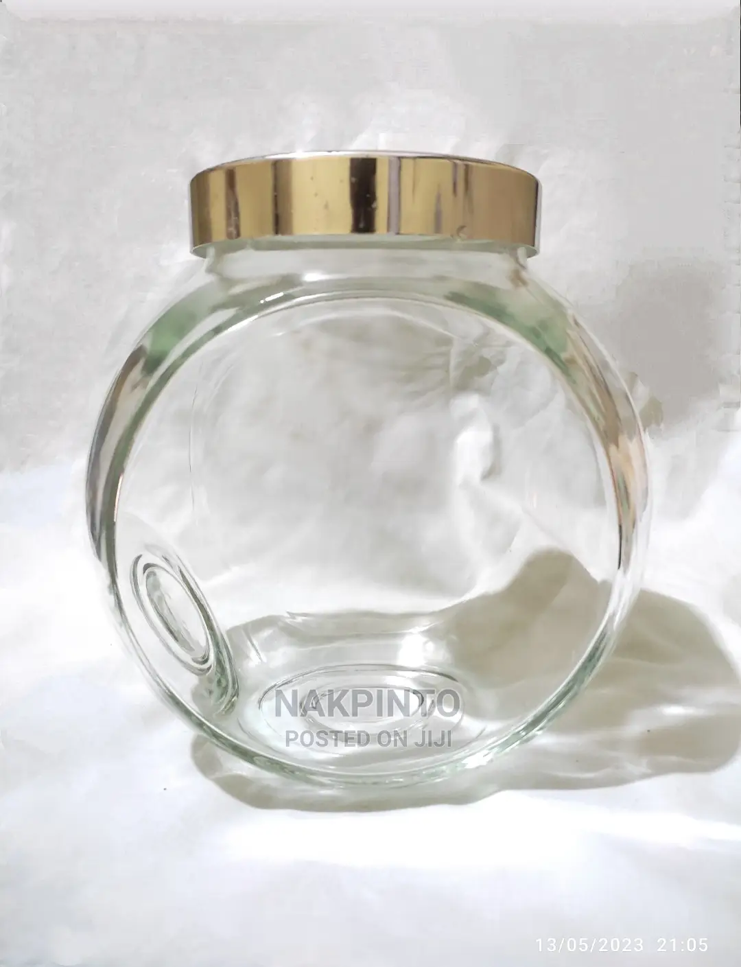 Glass Candy Jar. Glass Cookie Jar. Tilted Glass Storage Jar
