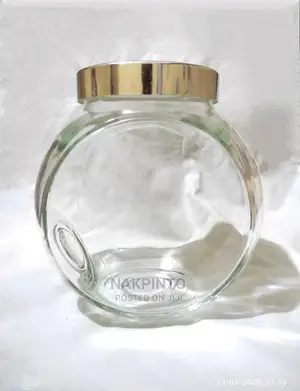 Glass Candy Jar. Glass Cookie Jar. Tilted Glass Storage Jar