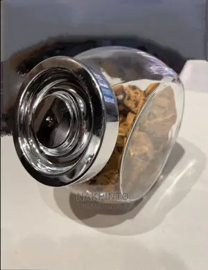 Glass Candy Jar. Glass Cookie Jar. Tilted Glass Storage Jar
