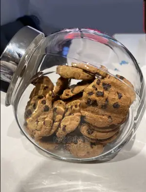 Glass Candy Jar. Glass Cookie Jar. Tilted Glass Storage Jar