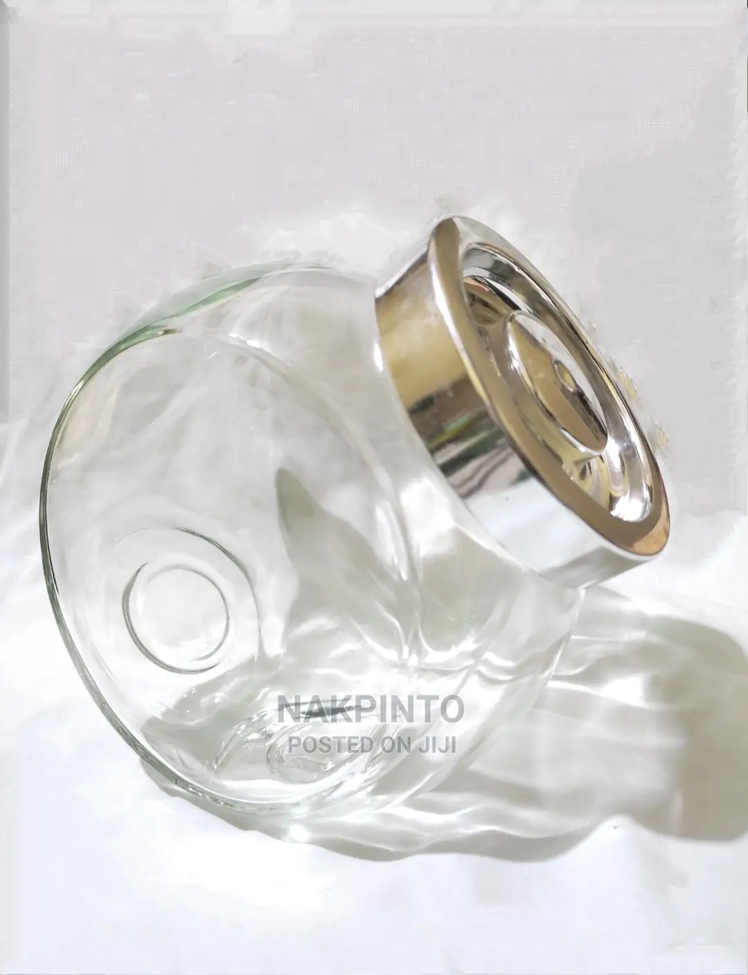 Glass Candy Jar. Glass Cookie Jar. Tilted Glass Storage Jar