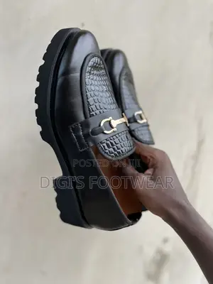 Black Leather High Platform Leather Shoe