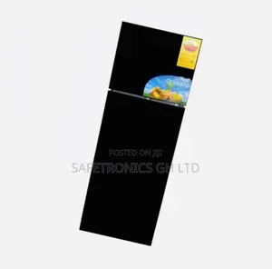 Pearl 420ltr Top Freezer Fridge Black Glass PF-55BG