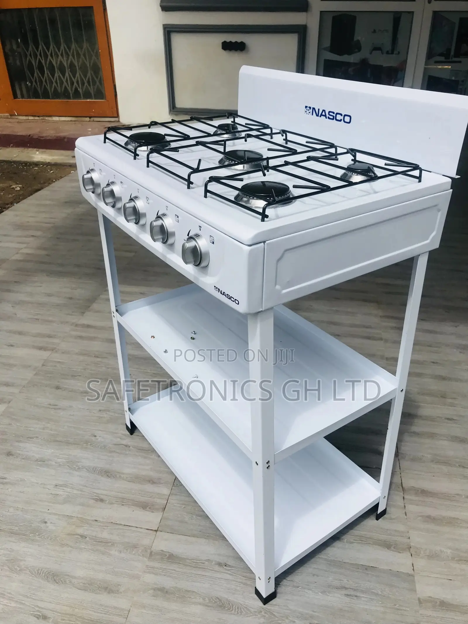 Nasco 5 Burner Stainless Stove With Shelves