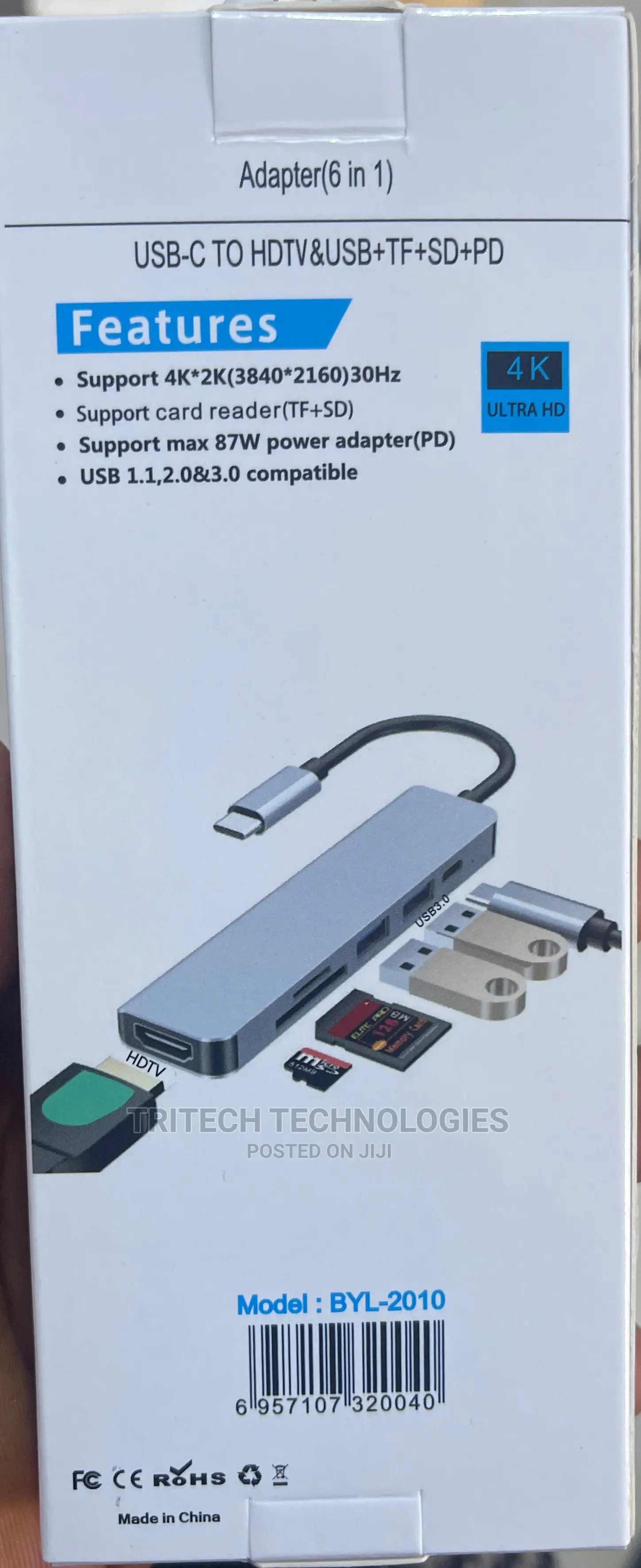 Usb-C to Hdtv+Tf/Sd+Usb 3.0+Pd