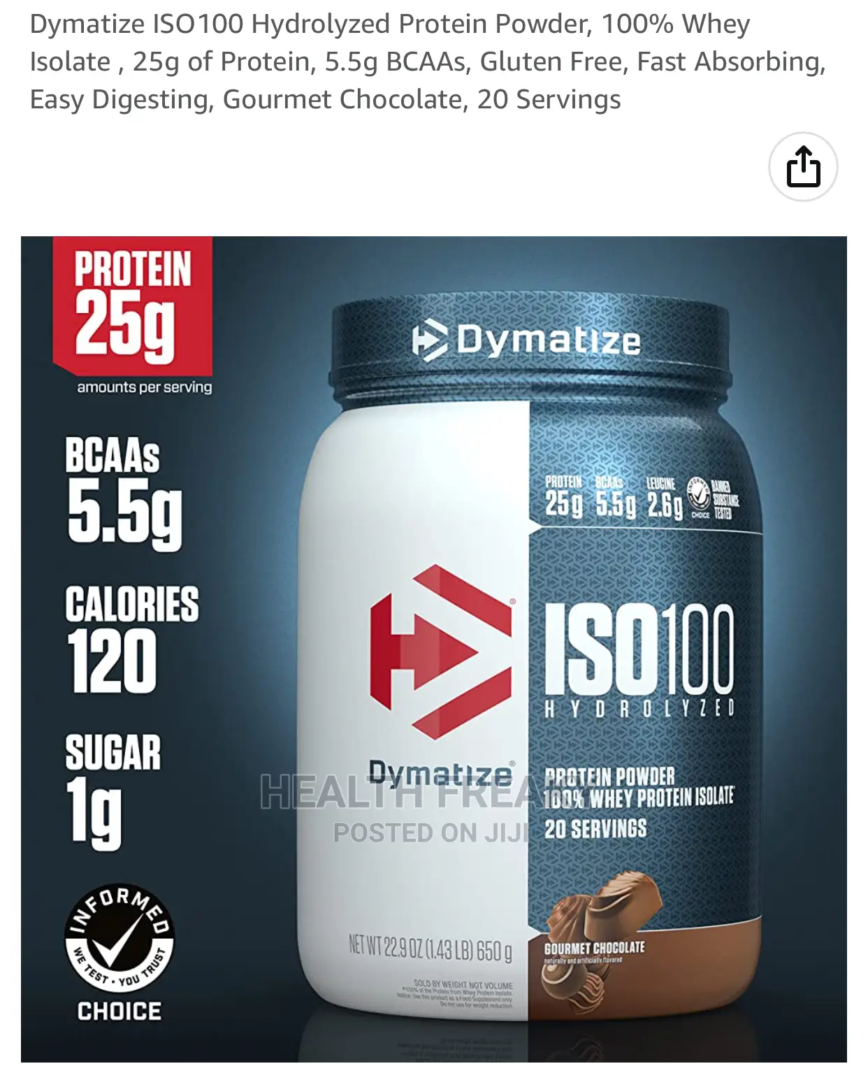 Dymatize ISO100 Whey Protein Isolate Hydrolyzed 3lb in Accra