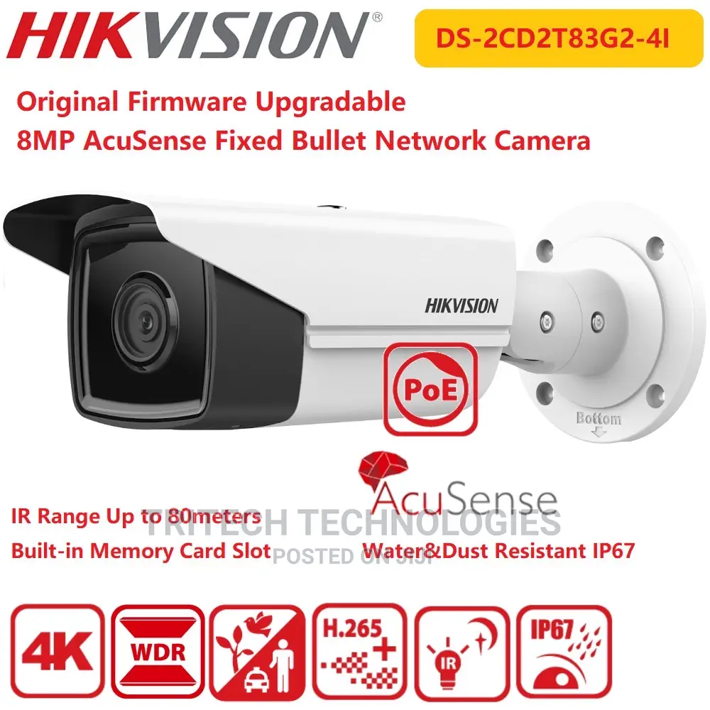 HIKVISION 8 MP Ds-2cd2t83g2-2l/4l Acusense Bullet IP Camera