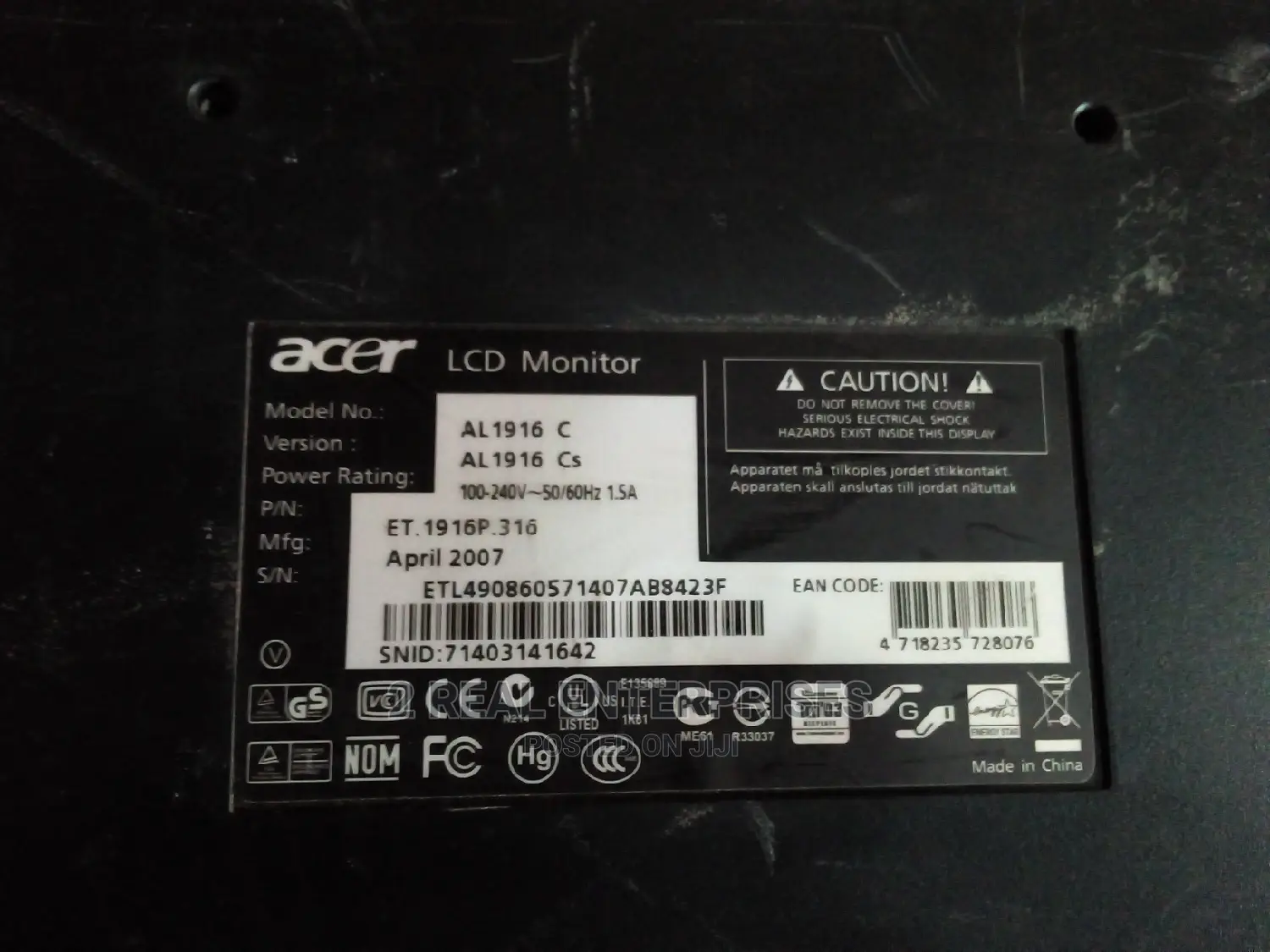 ACER 19 Inches Computer Monitor