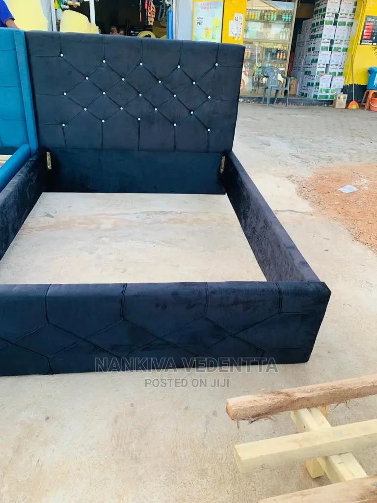 Double Fabric Black Bed Frame