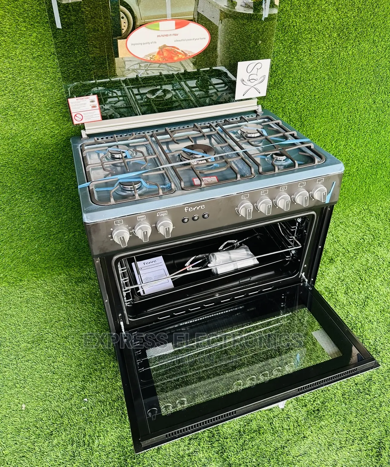 Special Offer on Ferre Gas Cooker 5burner Black Oven Grill