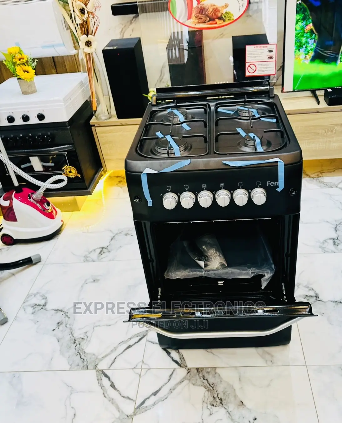 Special Offer on 50/55 Black Ferre Gas Cooker Oven Grill 4b