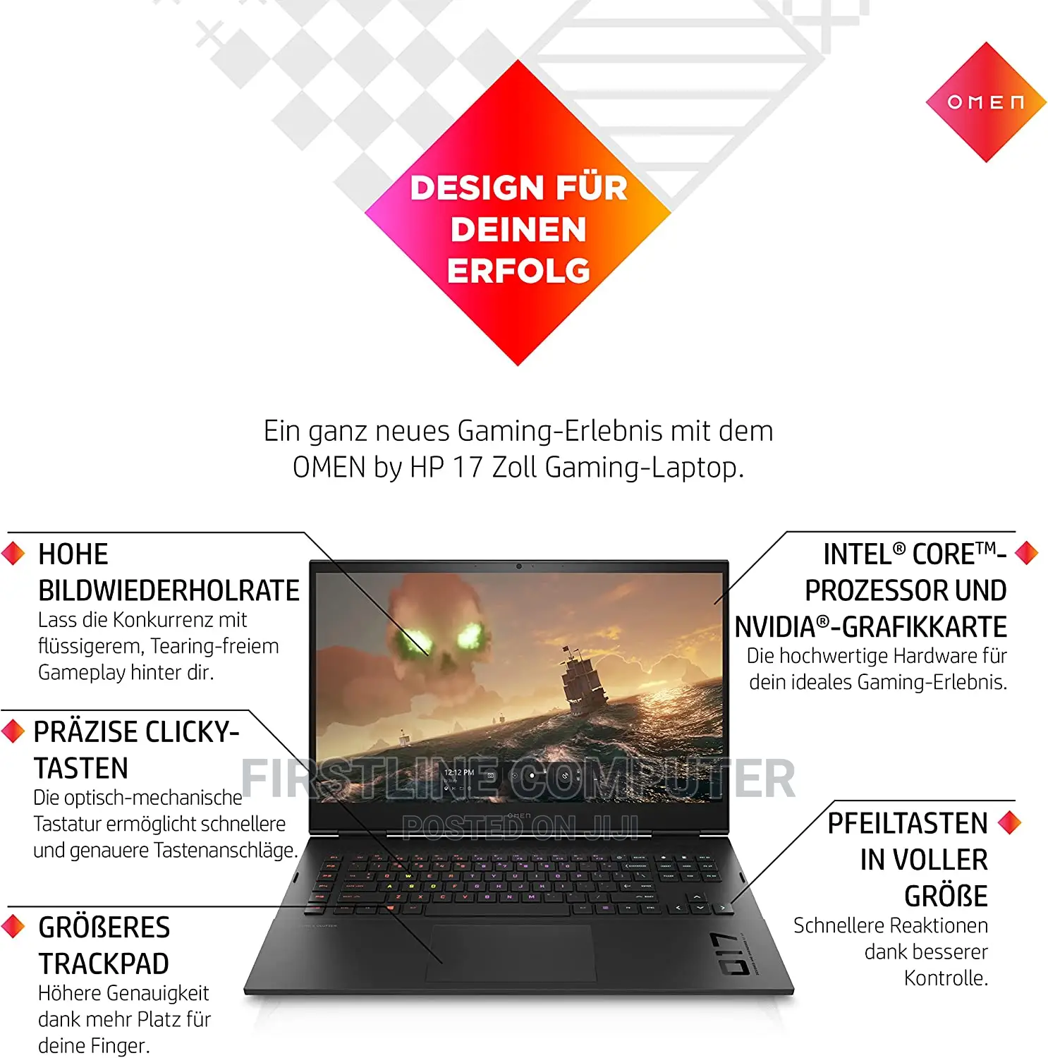 New Laptop HP Omen 17 16GB Intel Core I7 SSD 512GB