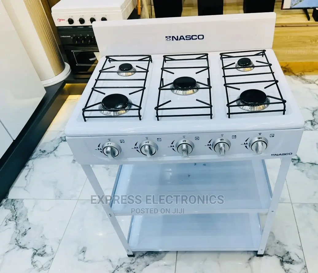Nasco 5 Burner Gas Stove With 2 Shelve Stands NASGS-K5CSS-S