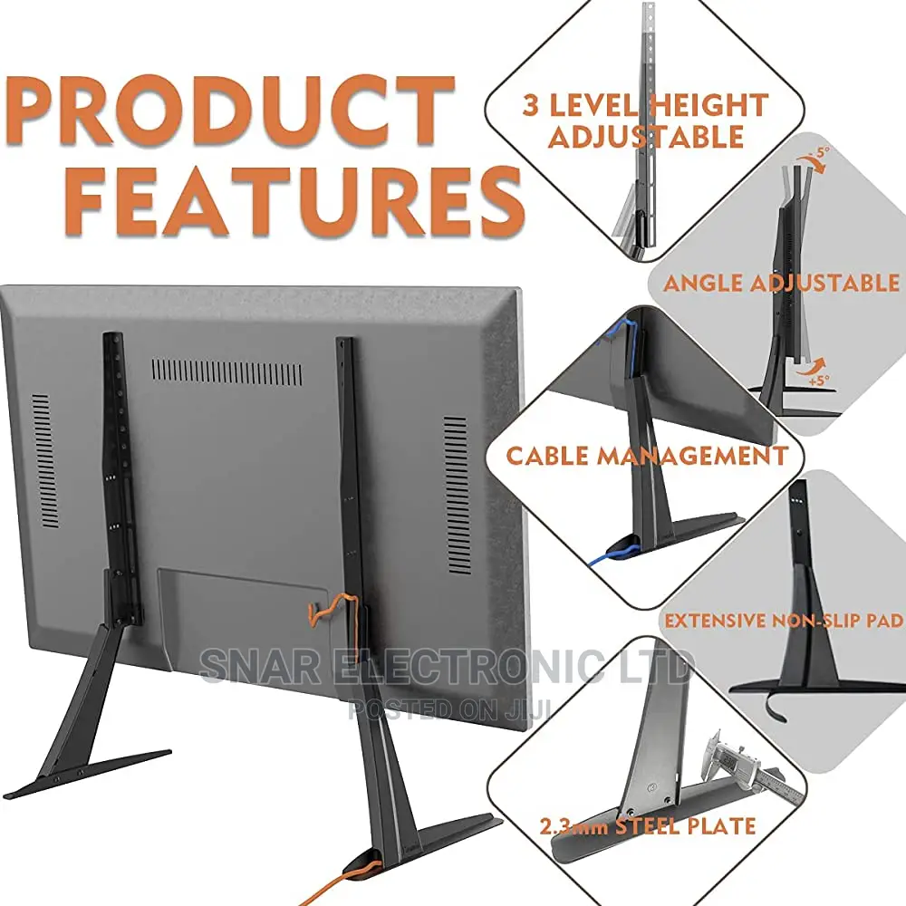 Quality Universal Table Top TV Stand for 27-65” Flat Screen