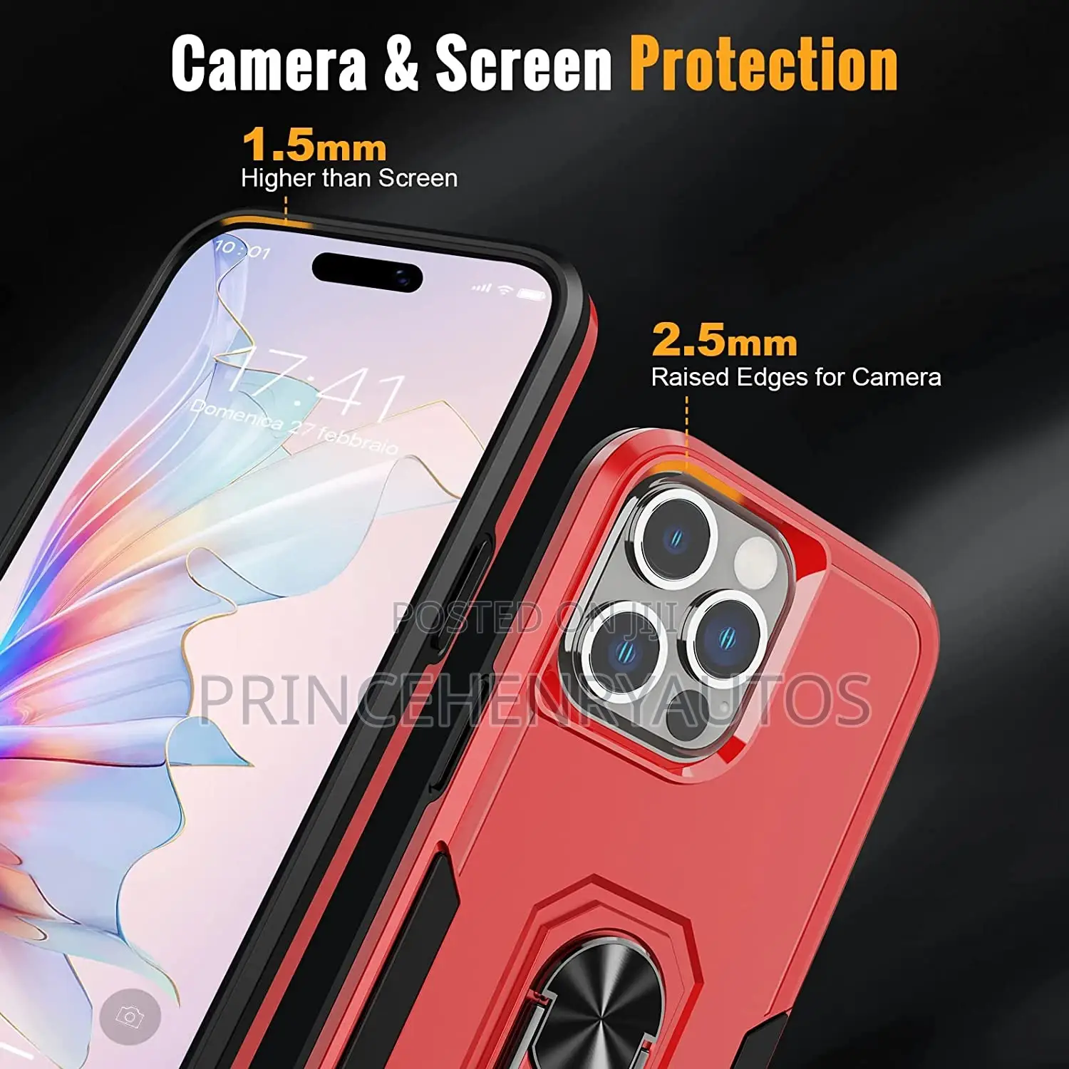 Oterkin Shockproof Case for iPhone 14 Pro+ 2 Tempered Glass