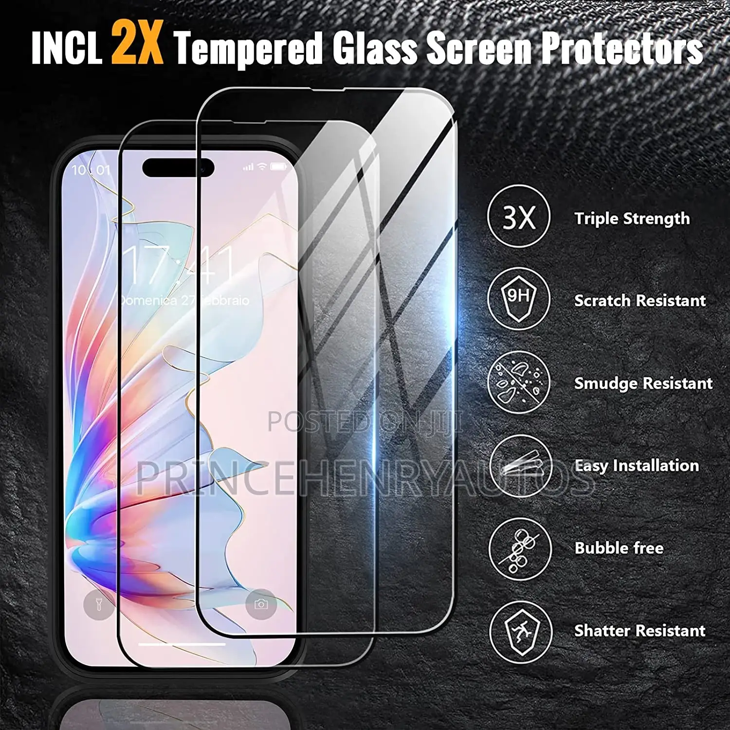 Oterkin Shockproof Case for iPhone 14 Pro+ 2 Tempered Glass