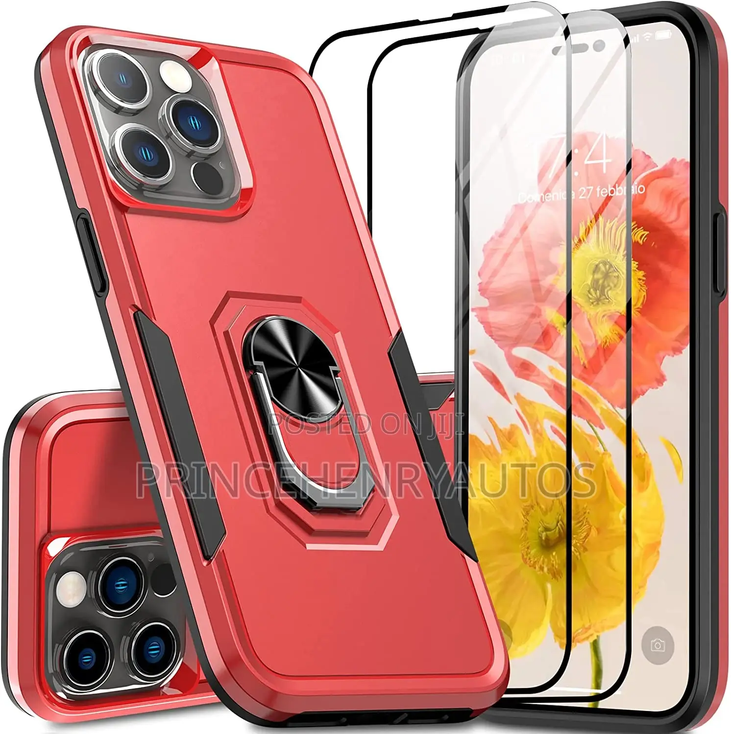 Oterkin Shockproof Case for iPhone 14 Pro+ 2 Tempered Glass