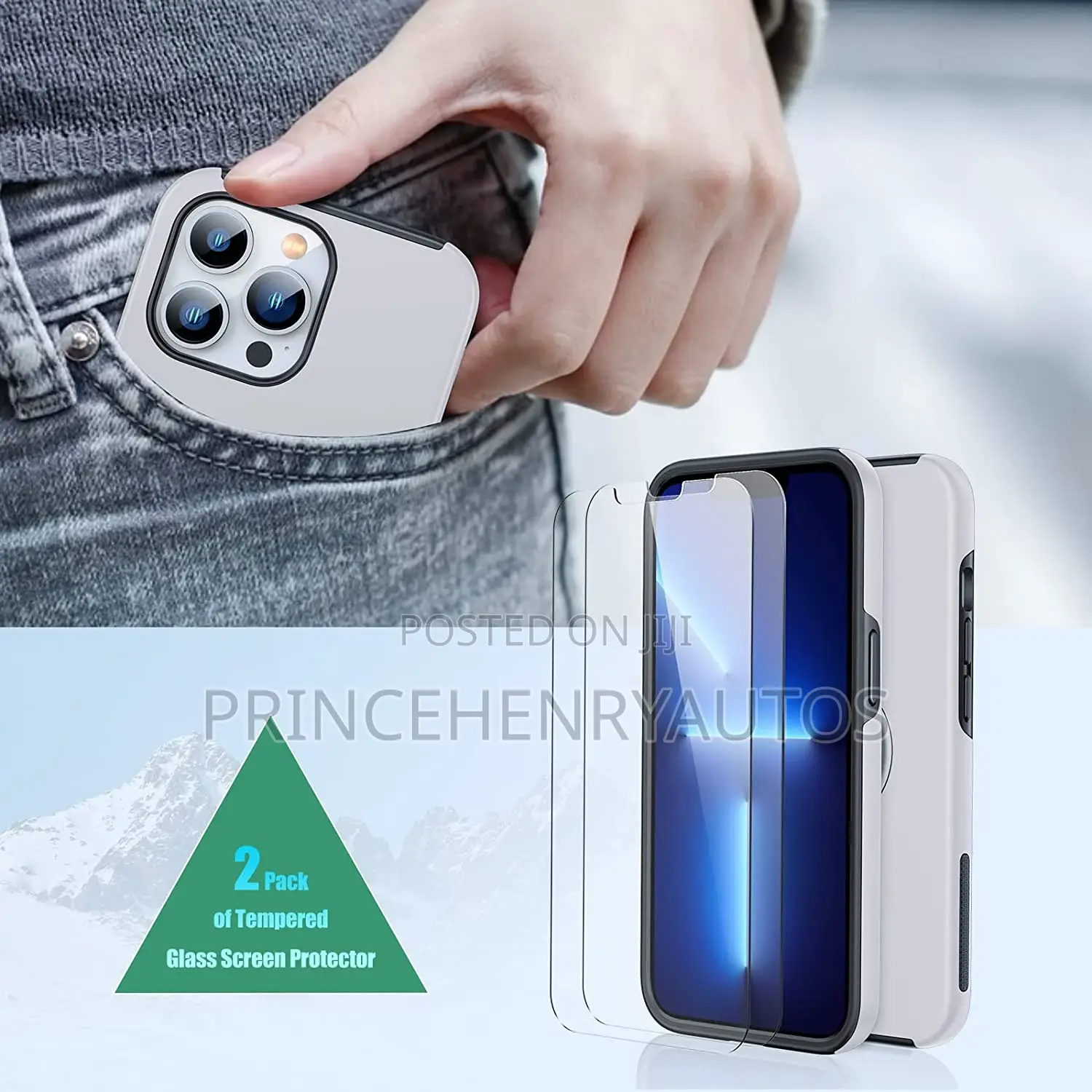 JAME Case With [2 Pack] Tempered-Glass for iPhone 13 Pro.