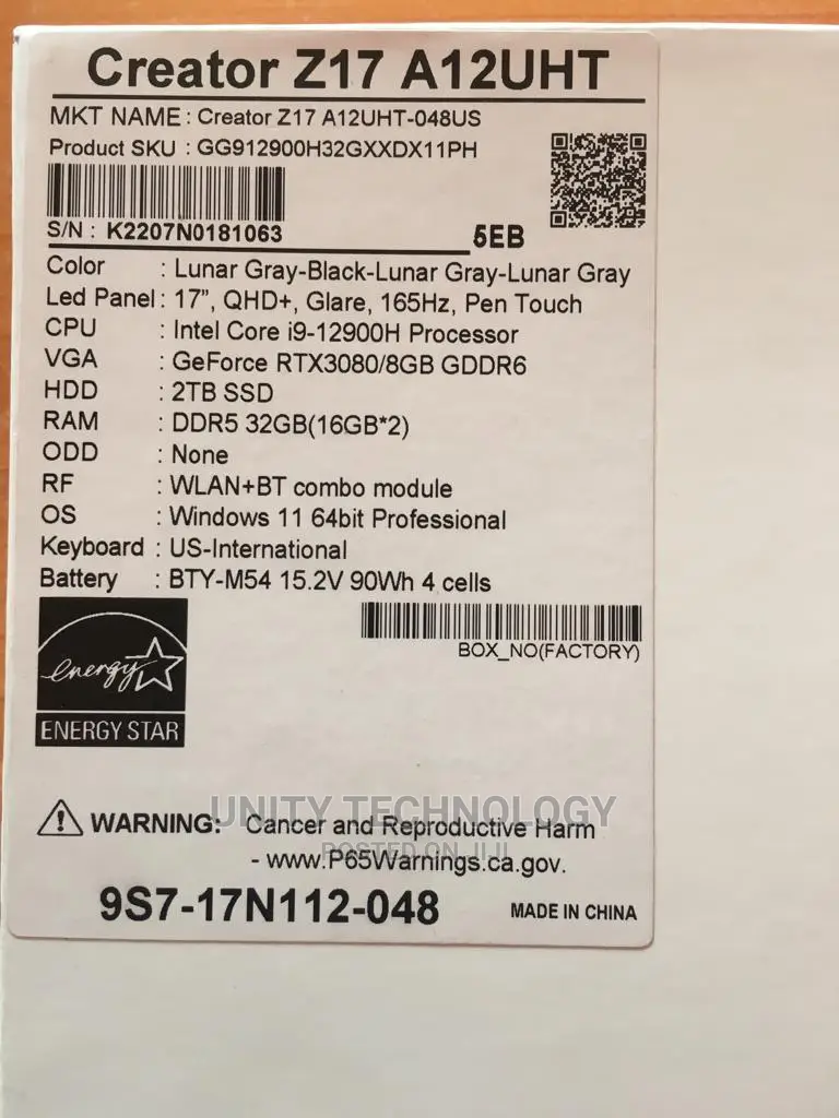 New Laptop MSI Creator 17 B11ue-412 32GB Intel Core I9 SSD 2T