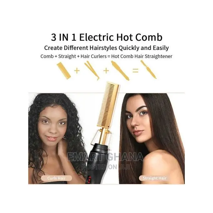 2in1 Hot Comb Hair Straightener Electric Comb Hair Curling A