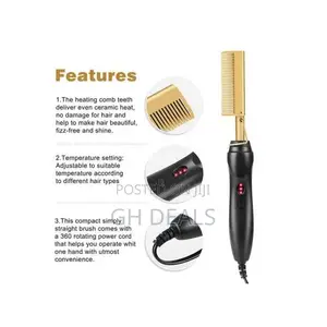 2in1 Hot Comb Hair Straightener Electric Comb Hair Curling A