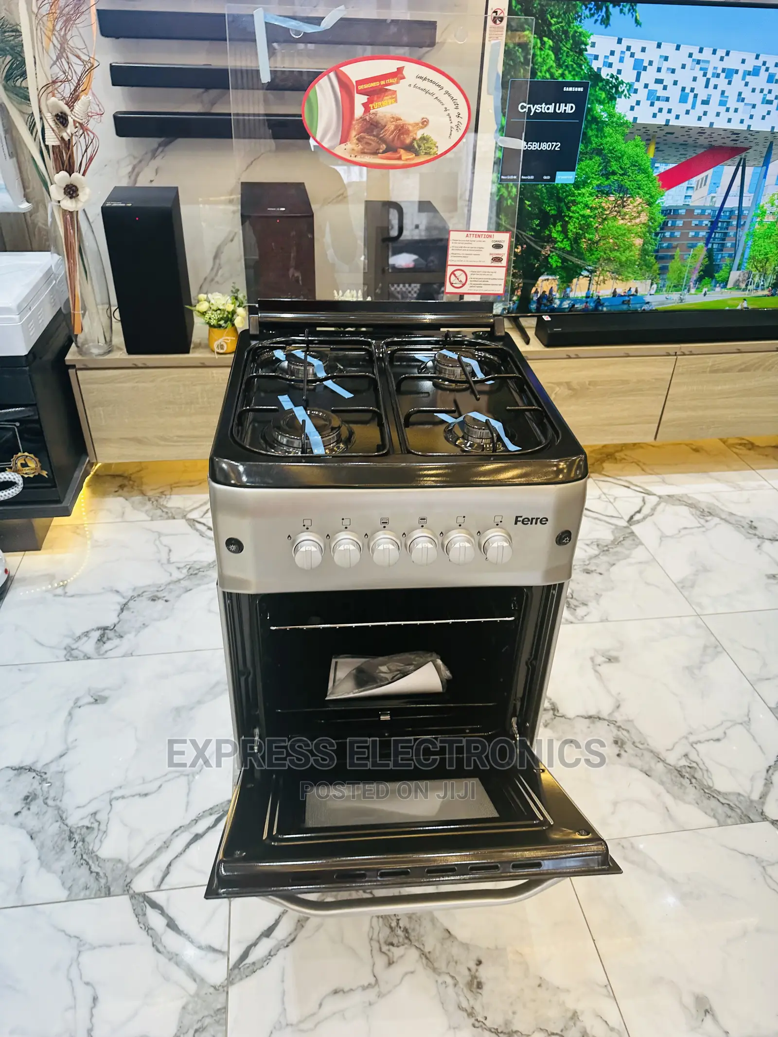 Top Cooker 4burner Gas Stove Grill 50/55 Oven Sliver