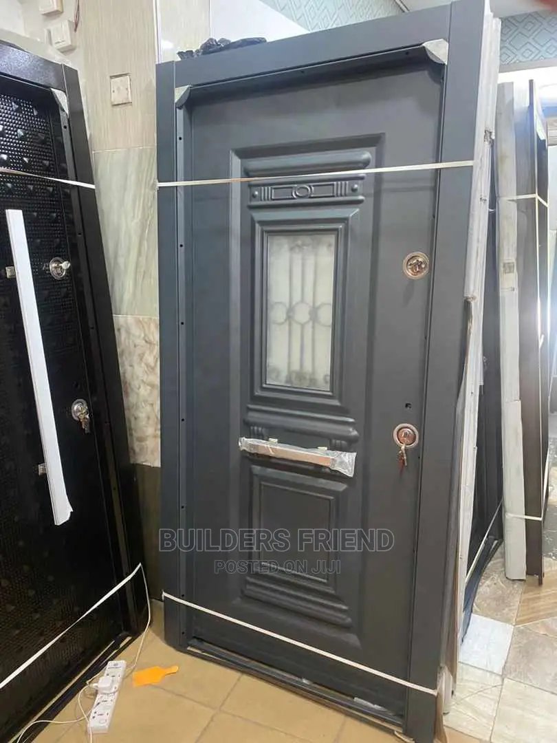 Executive Gray Heavyduty Security Door+Inbuilt Glass Set