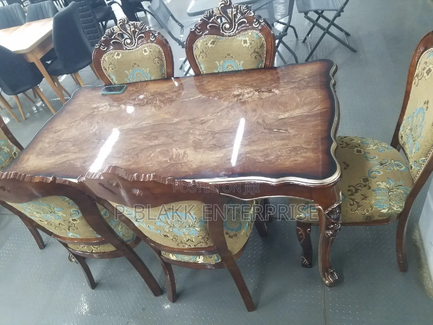 Classic Wooden Dining Table With 6chairs