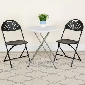 Fan Back Foldable Chair Black
