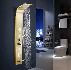 Gold Shower Panel - Waterfall Shower - Bathroom Shower