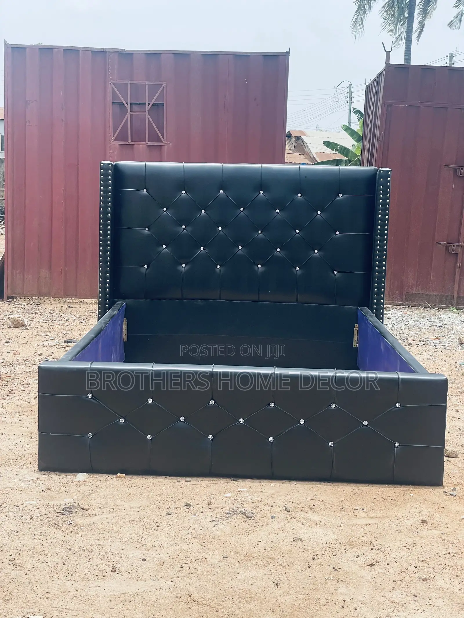 Black Leather 60x80 Foreign Double Size Frame/ Very Strong