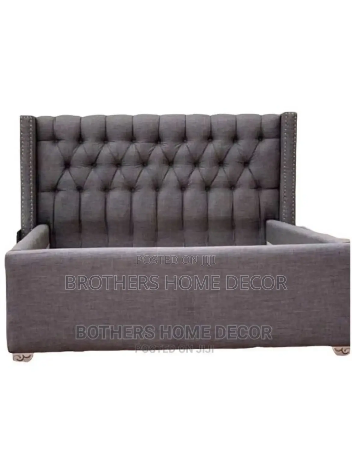 Brown Fabric Foreign Double Size Bedframe 60x80