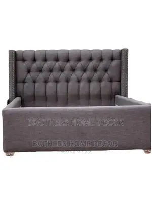 Brown Fabric Foreign Double Size Bedframe 60x80