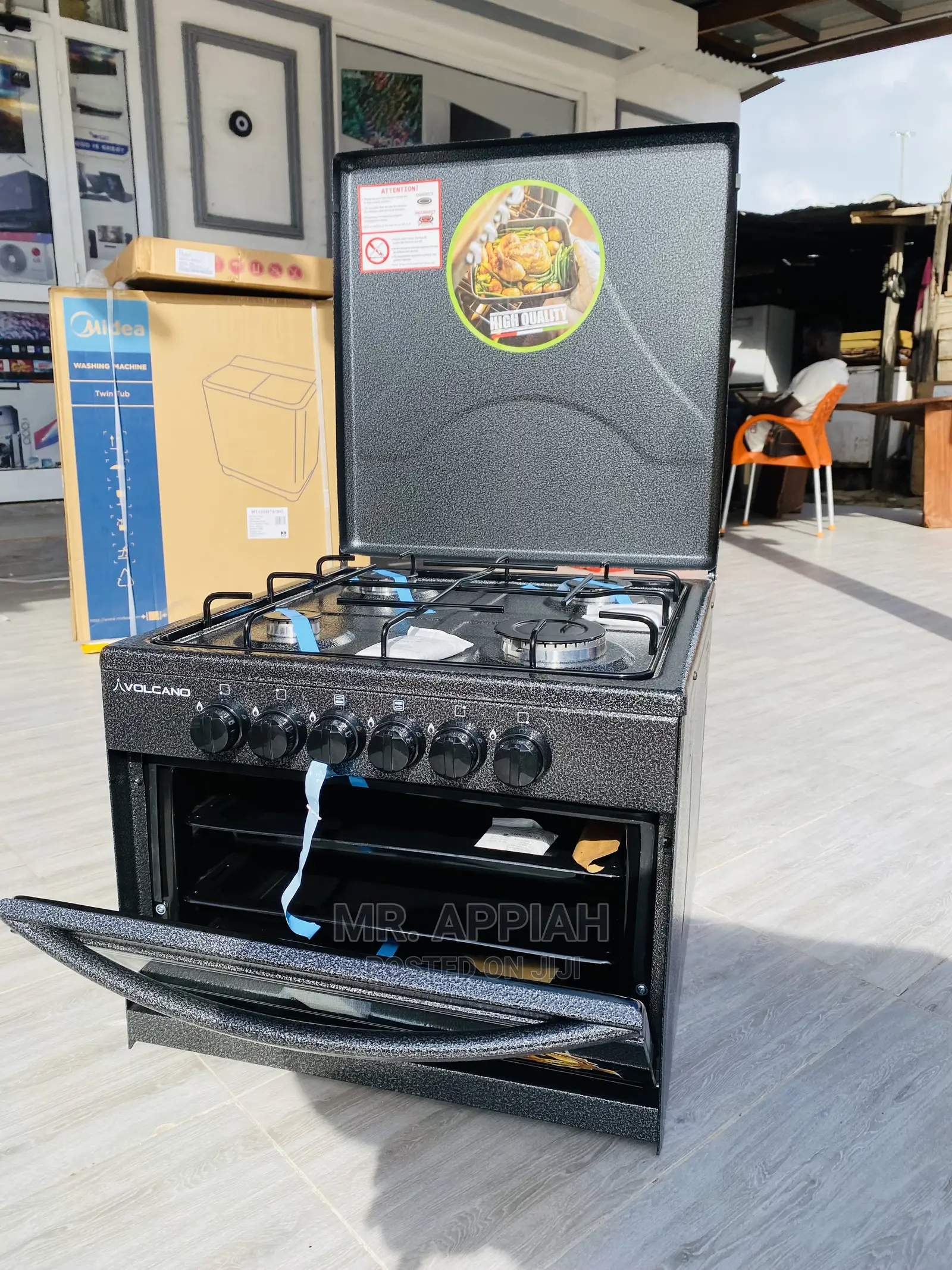 Black Volcano 4 Gas Cooker With Grill and Oven Available Now