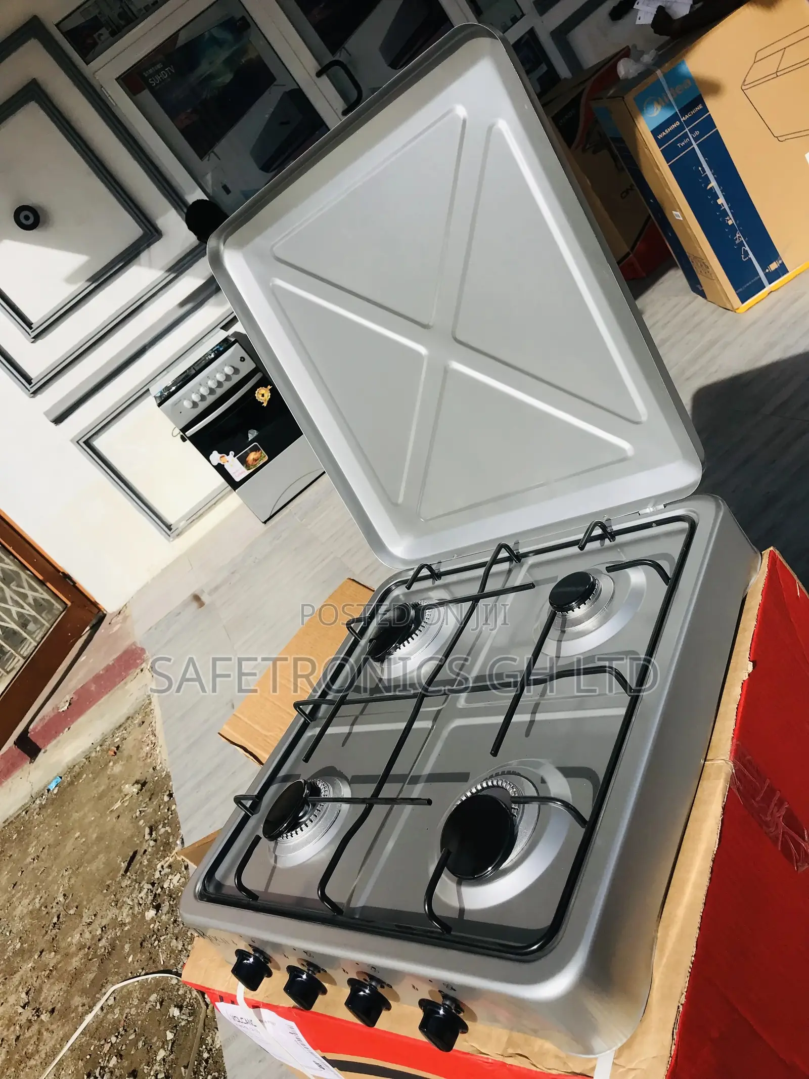 Easy 4 Gas Cooker Volcano Stove Metallic Gray ‍Tabletop