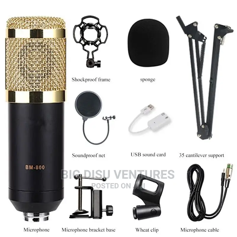 Studio Microphone With V8 Soundcard (BM800)