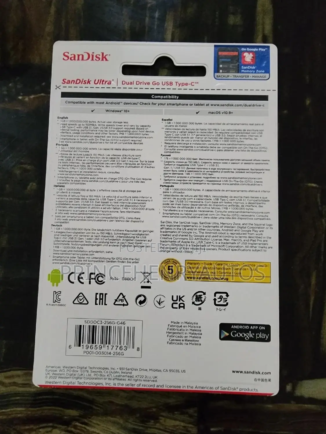 Sandisk 256GB Ultra Dual Drive Go USB Type-C SDDDC3-256G-G46