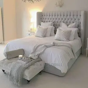 King Size Bed Frame With Side Drawers and Ottoman